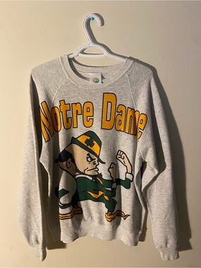 Gray Notre Dame Crewneck Sweatshirt with Yellow & Green Graphic